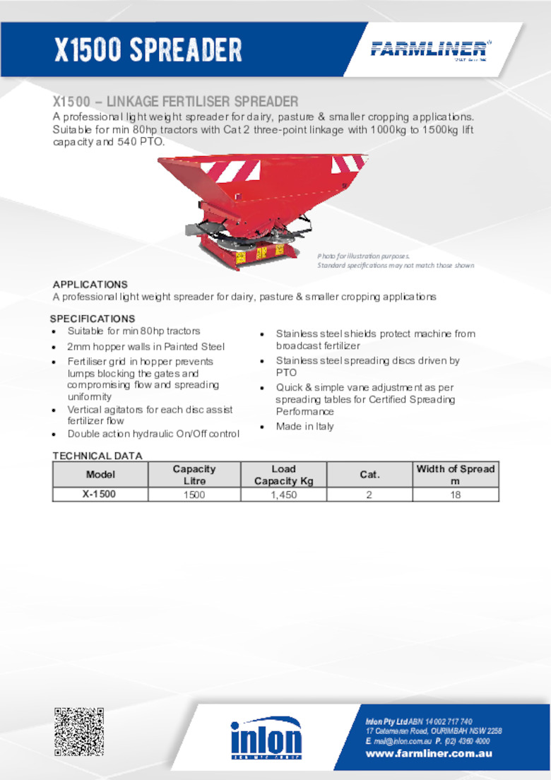 X1500 Fertiliser Spreader